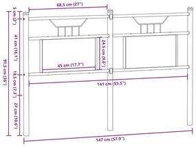 Cabeceira de cama 140cm derivados madeira/aço carvalho castanho