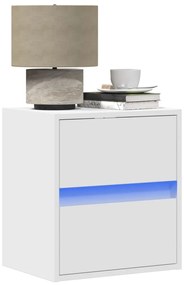 Mesa de cabeceira de parede com luzes LED branco