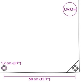 Lona 650 g/m² 2,5x3,5 m cinzento