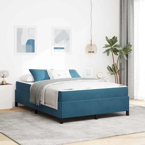 vidaXL Estrutura da Cama com colchão Azul Escuro 160 x 200 cm tecido