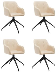 vidaXL Cadeiras de jantar giratórias 4 pcs tecido cor creme
