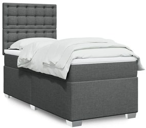 Cama com molas/colchão 90x200 cm tecido cinzento-escuro