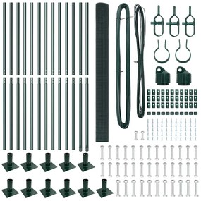 Cerca de Fio Soldado com 13 Postes Flangados Verde 1.4 x 25 m Aço
