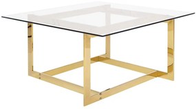 Mesa de centro dourada com tampo de vidro CRYSTAL Beliani