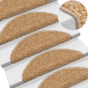vidaXL Tapetes de escadas 10 pcs 65x21x4 cm cor creme
