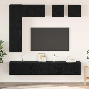vidaXL Conjunto de móvel de TV 8 pcs Carvalho preto Madeira processada