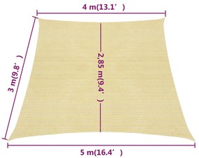 Para-sol estilo vela 160 g/m² 4/5x3 m PEAD bege