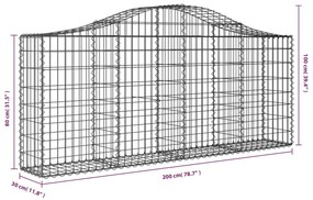 Cesto gabião arqueado 200x30x80/100 cm ferro galvanizado