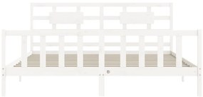 Estrutura cama Super King Size c/ cabeceira madeira branco