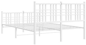 Estrutura de cama com cabeceira e pés 140x200 cm metal branco