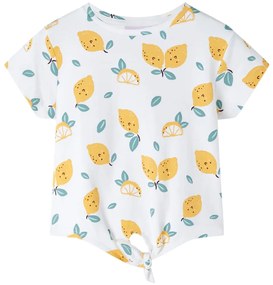 T-shirt infantil com cintura de atar cor cru 92