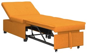 Sofá-cama 3 em 1 com design retrátil em tecido amarelo escuro
