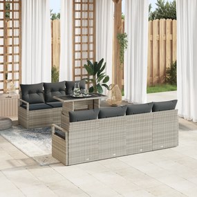 Conjunto de Sofá de Jardim vidaXL de 8 Peças com Almofadas Cinza Claro