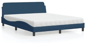 Cama com colchão 160x200 cm tecido azul