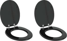 vidaXL Assento de Vaso Sanitário 2 pcs Preto 44 x 38 cm Placa de MDF