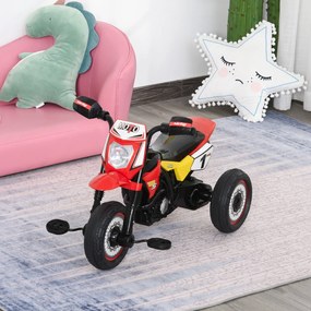 Moto infantil para crianças acima de 18 meses com 3 rodas Música e farol 71x40x51 cm Vermelho