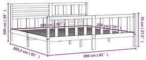 Estrutura de cama 200x200 cm madeira maciça
