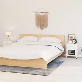 vidaXL Mesas de cabeceira 2 pcs 40x30x54,5 cm vidro e aço branco