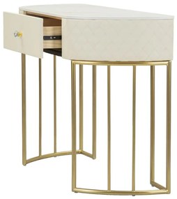 MESA CONSOLA SHARON 100X40X75 CM BRANCA E DOURADA