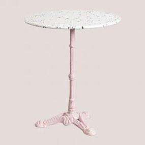 Mesa De Bar Redonda Ø60 Cm Em Terraço Azteca Terrazzo Marfim E Preto - Rosa Algodão Doce - Sklum