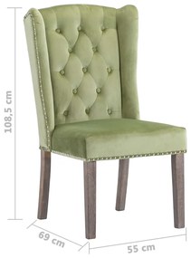 Cadeira de jantar veludo verde-claro