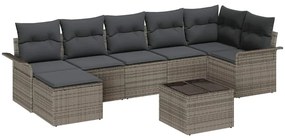 Conjunto de Sofá de Jardim de 7 Peças com Almofadas em Rattan Cinza de