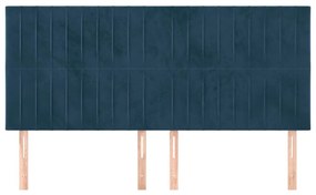 Cabeceira de cama 4 pcs veludo 80x5x78/88 cm azul-escuro