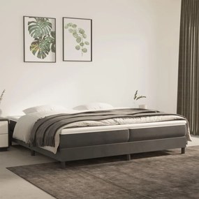 Estrutura de cama com molas 200x200 cm veludo cinzento-escuro