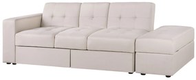 Sofá-cama de 3 lugares em tecido creme com repousa-pés  FALSTER Beliani