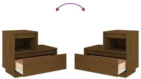 Mesas de cabeceira 2 pcs 60x34x51 cm pinho maciço castanho mel