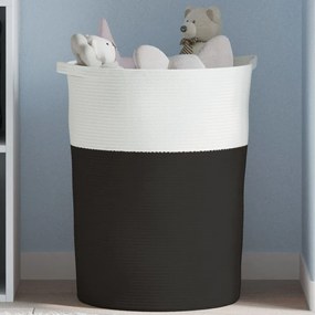 vidaXL Cesto de arrumação Ø49x65 cm algodão preto e branco