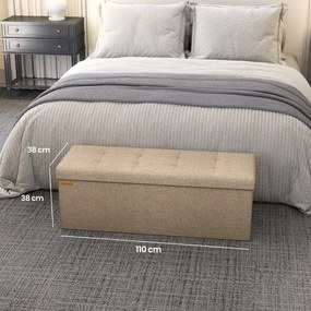 Banqueta com espaço de arrumação 38 x 110 x 38 cm castanho camelo