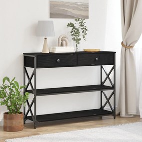 Mesa de Consola vidaXL Preto Carvalho 100x28x75 cm Madeiras Reformadas