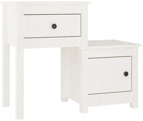 Mesas de cabeceira 2 pcs 79,5x38x65,5 cm pinho maciço branco