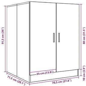 Armário máquina lavar roupa 70,5x71,5x91,5 cm cinzento-cimento