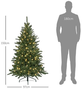 HOMCOM Árvore de Natal 150 cm Árvore de Natal Artificial com 220 Luzes