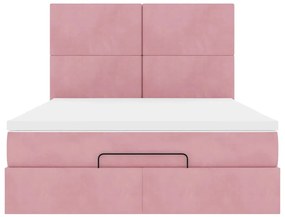 Estrutura de cama otomana com colchões 140x200 cm veludo rosa