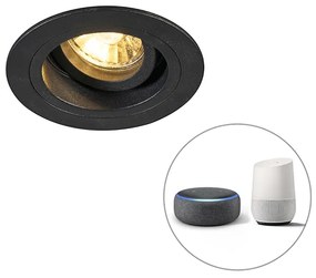 LED Foco embutido inteligente preto redondo incl. WiFi GU10 - Chuck Moderno