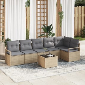 Conjunto de Sofá de Jardim vidaXL com Almofadas de Rattan Poly Preto
