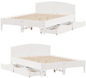 Cama sem colchão 120x190 cm madeira de pinho maciça branco