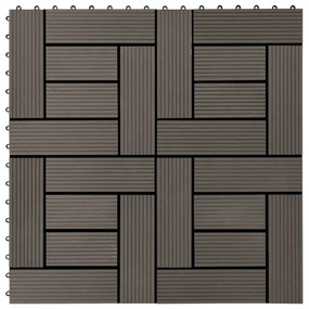 45028 vidaXL Ladrilhos de pavimento 11 pcs WPC 1m² 30x30 cm castanho escuro