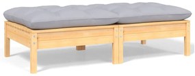 vidaXL Sofá de jardim 2 lugares com almofadões cinzentos pinho maciço