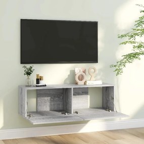 Móvel parede TV 100x30x30 cm derivados de madeira cinza sonoma