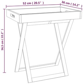 Mesa/tabuleiro dobrável 52x36x56,5 madeira de nogueira maciça