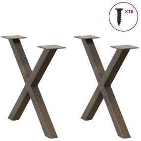 Pés para mesa de centro em formato de X, 2 peças, aço natural, 50x(42-
