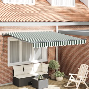 Toldo Retrátil Manual vidaXL Verde e Branco 350x250 cm