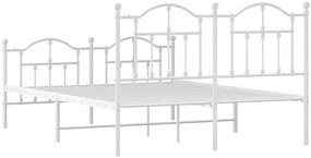 Estrutura de cama com cabeceira e pés 135x190 cm metal branco