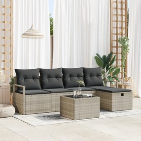 Conjunto de Sofás de Jardim de 6 Peças com Almofadas Cinza Claro de Vi