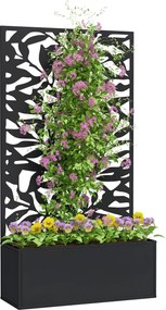 Floreira com treliça 61 x 23 x 113 cm, floreira retangular com painel de privacidade em metal, preto