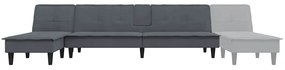 Sofá-cama em forma de L 255x140x70 cm veludo cinzento-escuro